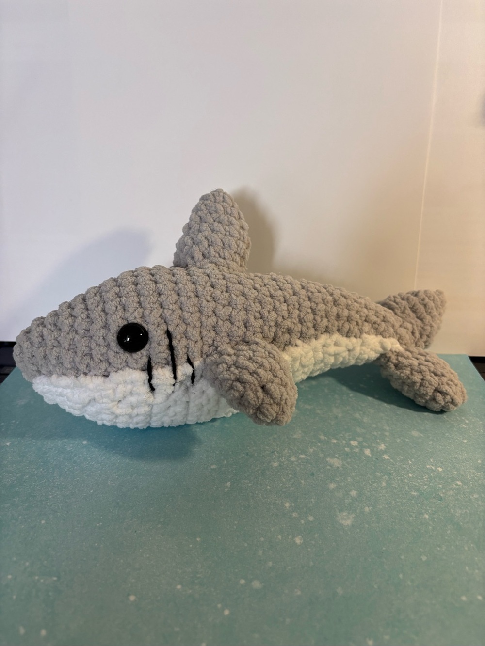 Shark Plushie Toy - Grey and White Crochet